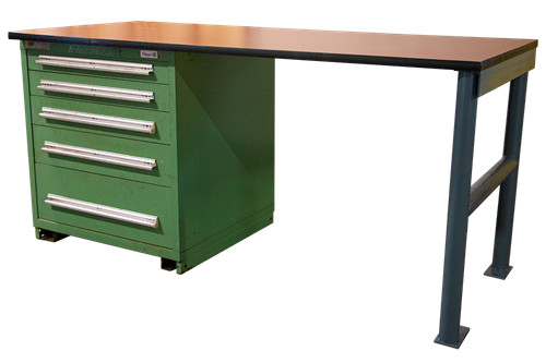 Industrial Workbench with Steel Drawers